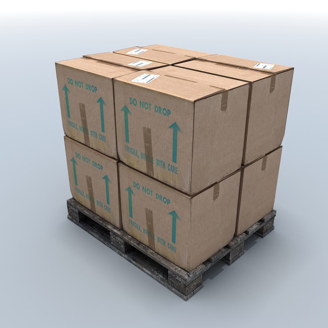 3D Wooden Pallet Stack Boxes Model - TurboSquid 1502302