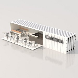 3D container beach cafeteria model