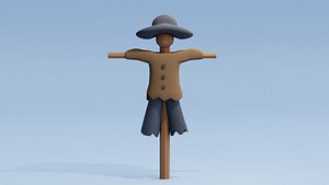 3D Stylized Cartoon Scarecrow Low-poly 3D model