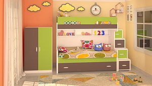 kids room design scene 3D