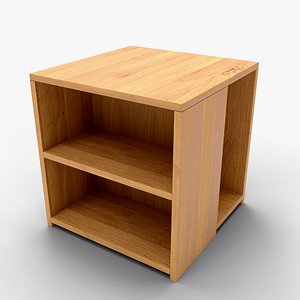 Wooden Cabinet with Open Shelves 3D Furniture Model