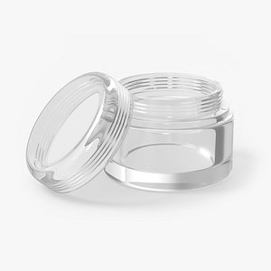 3D Clear Cosmetic Cream Jar with Separate Lid Open