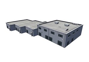 Western European Industrial Warehouse Building - Metal Cladding - Low Poly
