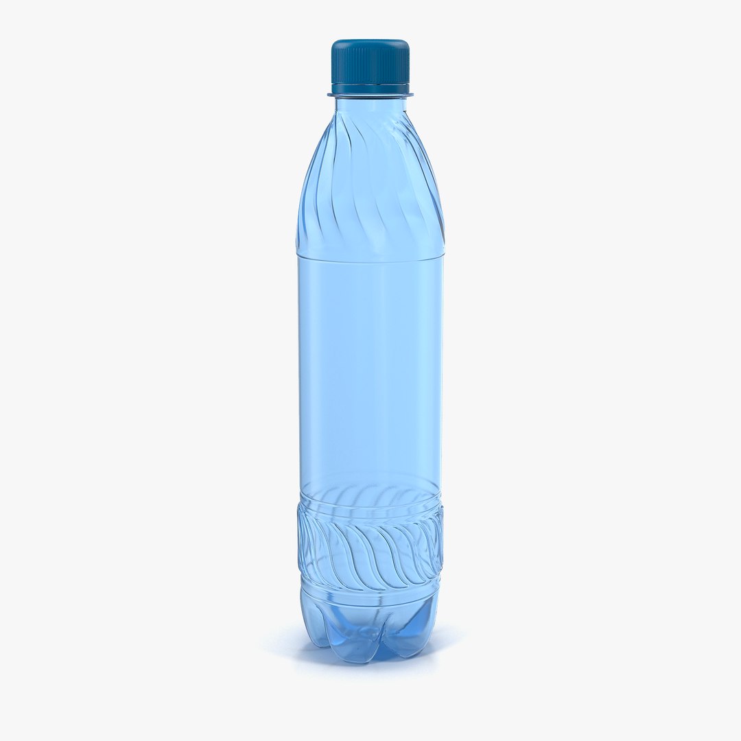 Plastic Water Bottle Blue 3D Model preview