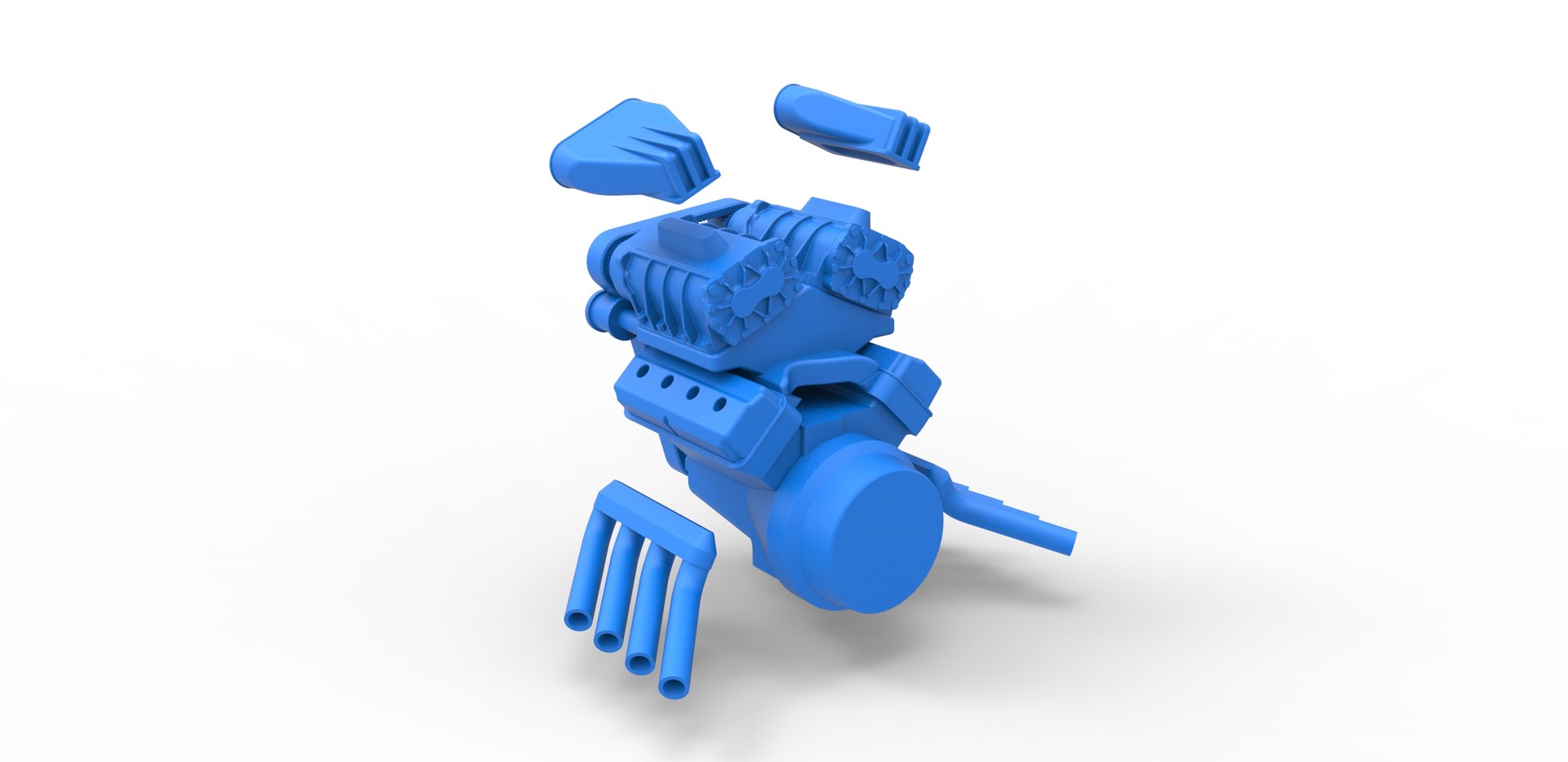 3D Diecast engine V8 with double supercharger Version 3 Scale 1 to 25 ...