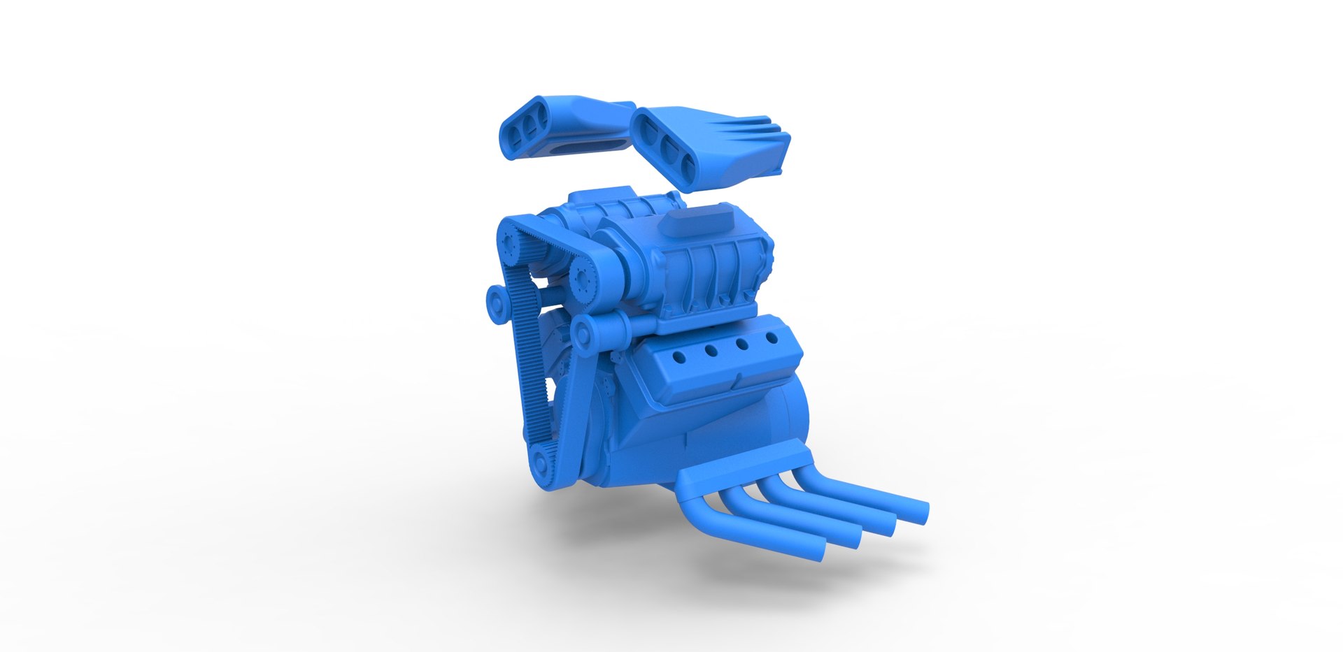 3D Diecast Engine V8 With Double Supercharger Version 3 Scale 1 To 25 ...