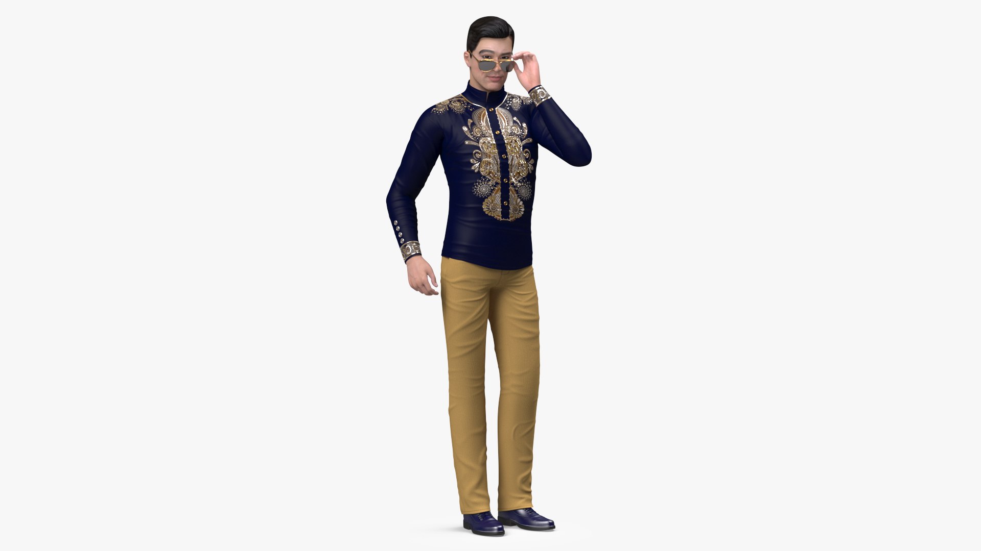 Asian Man Fashionable Style Standing Pose 3D model preview
