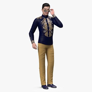 Asian Man Fashionable Style Standing Pose