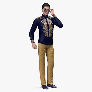 Asian Man Fashionable Style Standing Pose