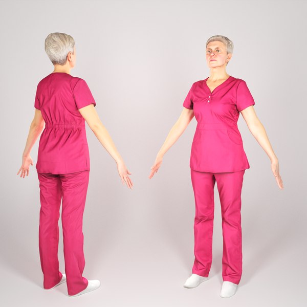 human middle-aged woman uniform 3D model