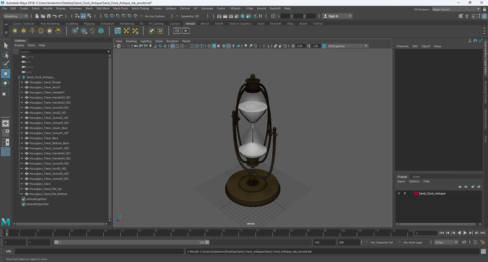 3D Model Sand Clock Antique - TurboSquid 2291252