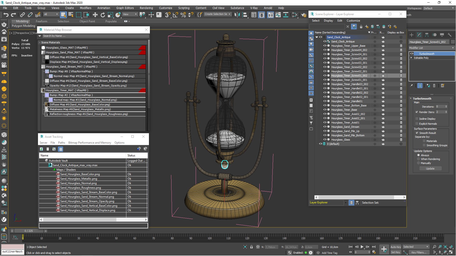3D Model Sand Clock Antique - TurboSquid 2291252