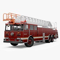 1990 Seagrave  110ft Aerial Ladder Fire Truck Low Poly