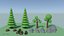 3D trees rocks logs polys