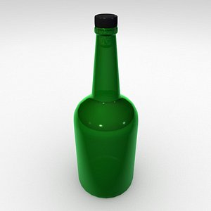 3d model green glass bottle