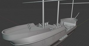 Galleon BattleShip Low-poly 3D model