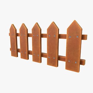 3D Cartoon Wooden Fence 01