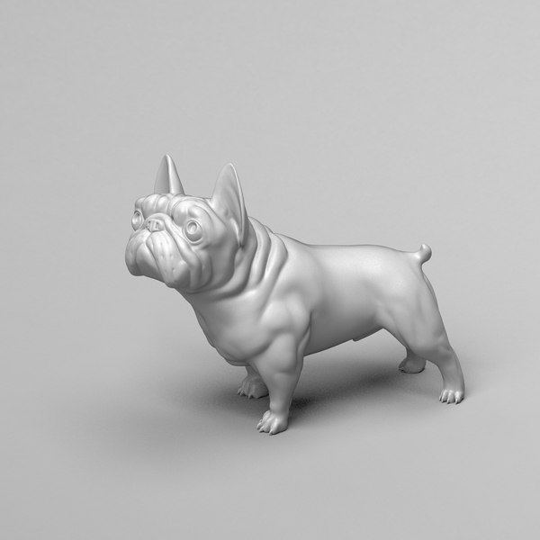 RIPRODUZIONE STATUA CANE BULLDOG FRANCESE EFFETTO LOW POLY 200MM 3D PLA  BIODEGRADABILE