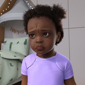 Black Toddler Girl Light Skin in Bodysuit Standing Fur
