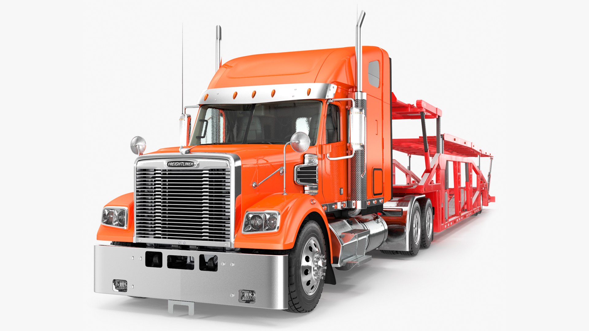 Freightliner Truck With Car Carrier 3D model preview