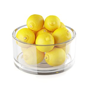 3d model lemon fruits glass bowl