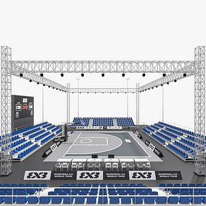 3D Basketball 3x3 court 02 model