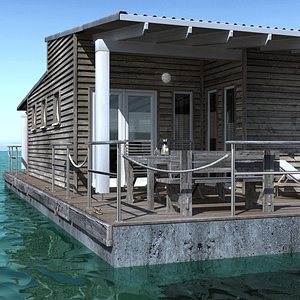 3d modeled floating house model