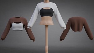Tank Top Crop Pullover Sweatshirt - Low-Poly 3D Sweater