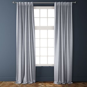 cotton luster velvet curtains 3D model