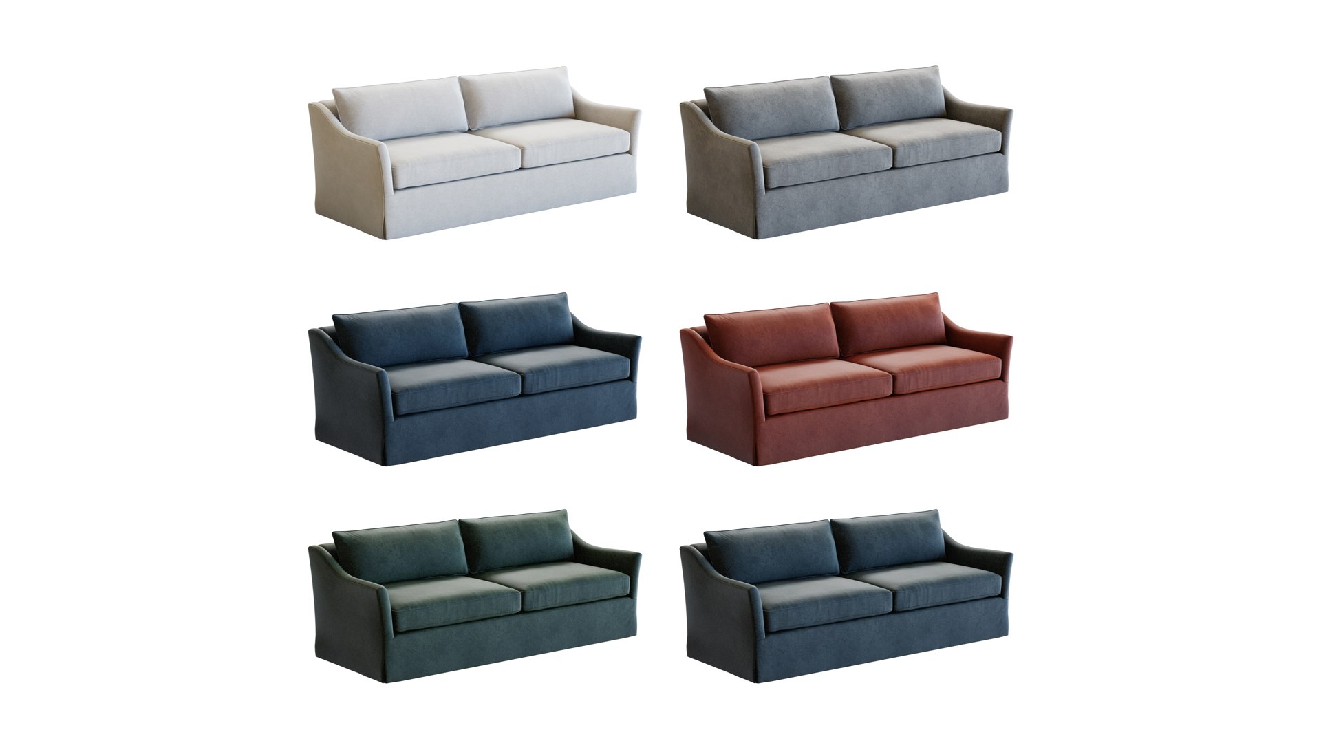 Crate and Barrel Keely Slipcovered Sofa model TurboSquid 1970753