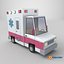 Stylizowany model karetki pogotowia w technice Low Poly 3D