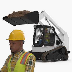 3D Skid Steer Loader with Operator and Soil Load model