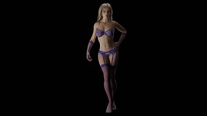 Realistic Naked Blonde Woman in underwear 3D model