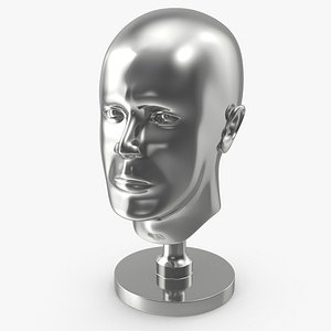 3D silver head statue model