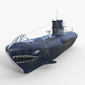 3D model WW2 German Submarine - U299 Type VIIC 41 U-boat low-poly 3d model