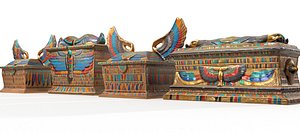 Ancient egyptian sarcophagus pack 3D