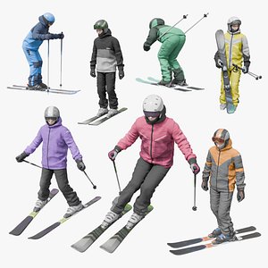 3D Skiers models set model