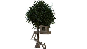 3D Tree house lowpoly model