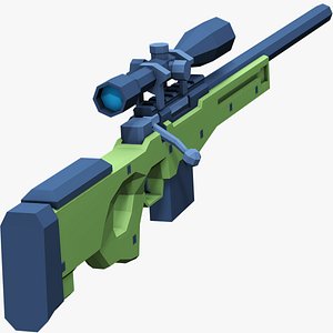Stylized AWP Sniper Rifle Low Poly Mobile Ready 3D