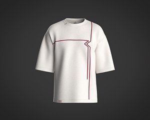 Mens T-shirt with piping and bartake detailing 3D model