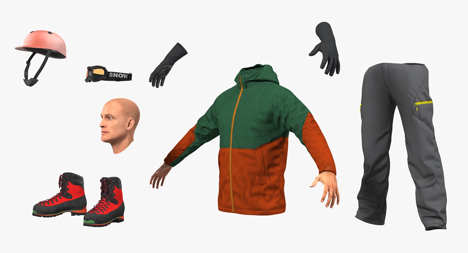3D snowboarder winter sports gear - TurboSquid 1312018
