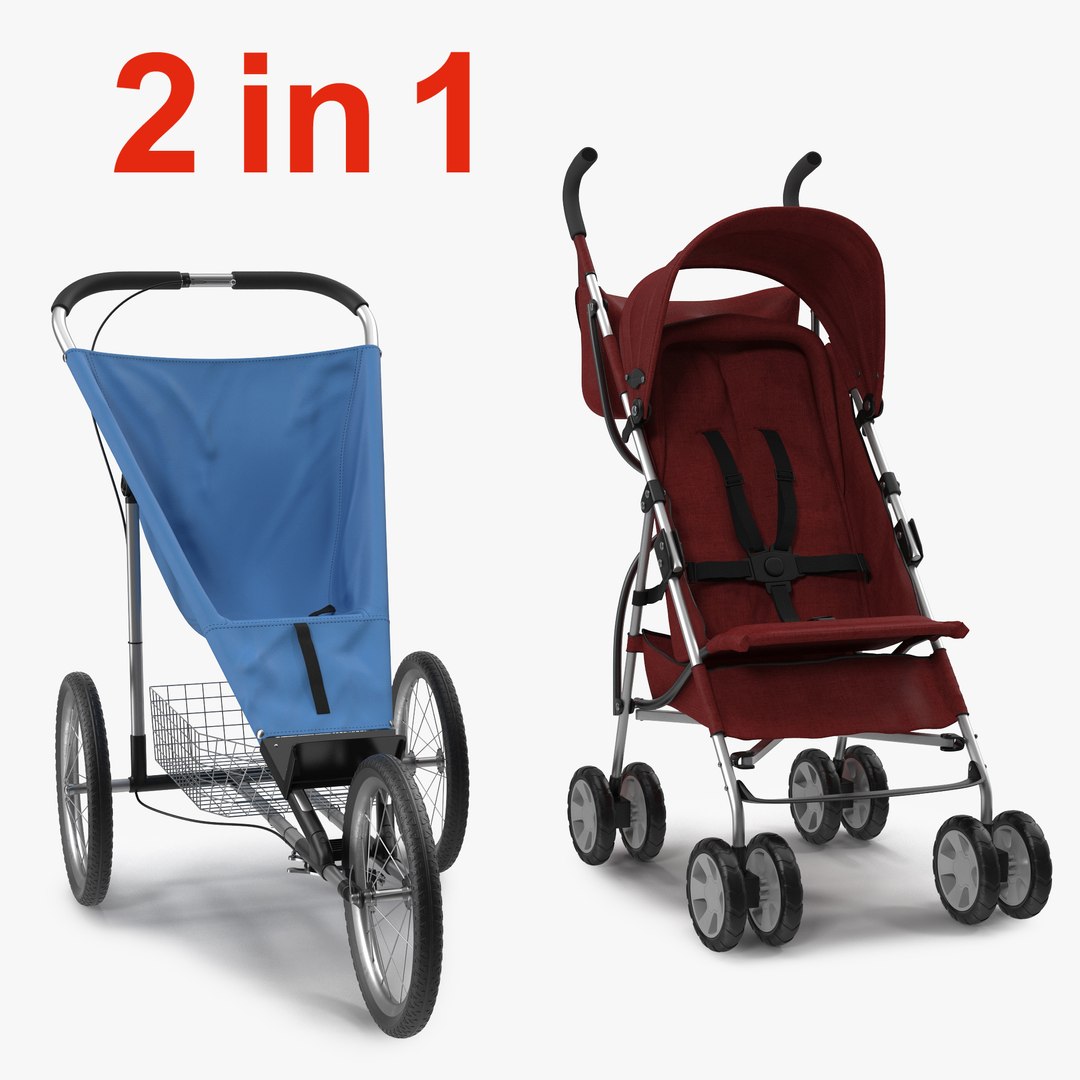Baby Strollers 3D Models Collection 3D model preview