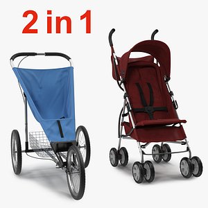 Baby Strollers 3D Models Collection