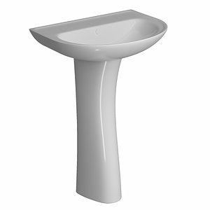 pedestal half wash basin 3D model