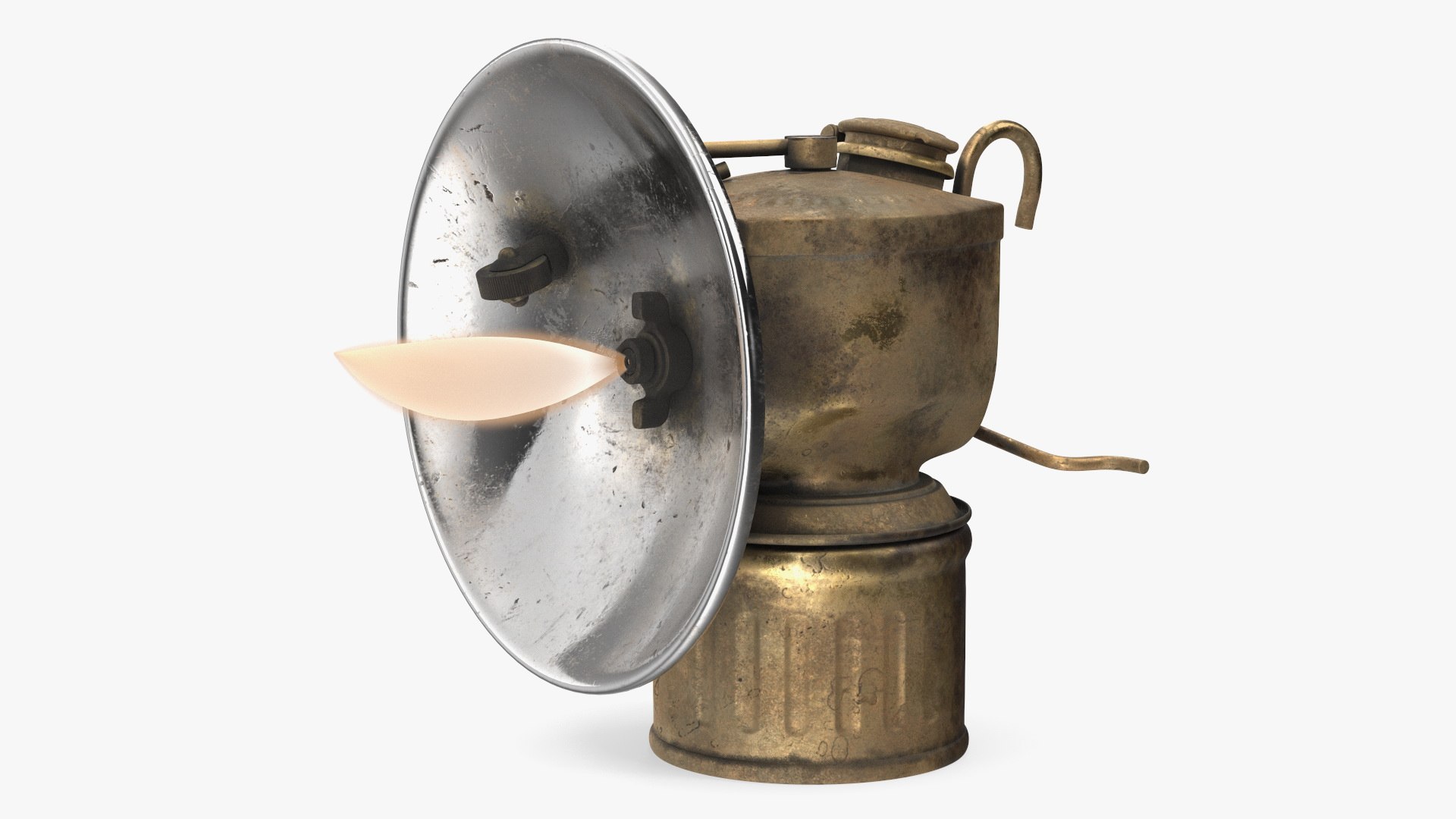 Retro Brass Carbide Lamp Old 3D model for vehicle visualization, games, animation, transport scenes, and automotive rendering