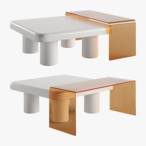 Square Nesting Coffee Table Set by Homary 3D model