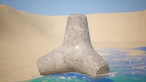 3D Tetrapod Wave Breaker BarrierConcrete Low-poly Collection