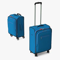Red Combination Lock on Blue Suitcase