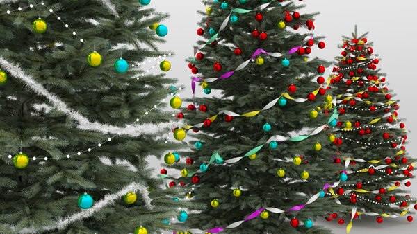 10 christmas trees 3d model