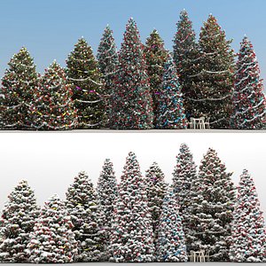 10 Christmas Trees with snow